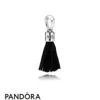 Women's Pandora Black Fabric Tassel Dangle Charm Jewelry Women's Pandora Black Fabric Tassel Dangle Charm Jewelry