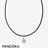 Women's Pandora Black Leather Seashell Choker Necklace Jewelry Women's Pandora Black Leather Seashell Choker Necklace Jewelry