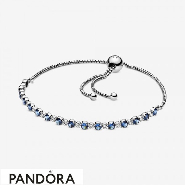 Women's Pandora Blue And Clear Sparkle Slider Bracelet Jewelry