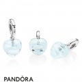 Women's Pandora Blue Ribbon Heart Dangle Charm Murano Glass Jewelry