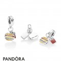 Women's Pandora Burger & Fries Dangle Charm Red Golden & Yellow Enamel Jewelry