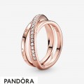 Women's Pandora Crossover Pave Triple Band Ring Jewelry