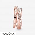 Women's Pandora Crossover Pave Triple Band Ring Jewelry