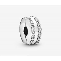 Women's Pandora Double Lined Pave Clip Charm Jewelry Women's Pandora Double Lined Pave Clip Charm Jewelry