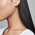 Women's Pandora Draped Four Petal Flowers Earring Studs Jewelry