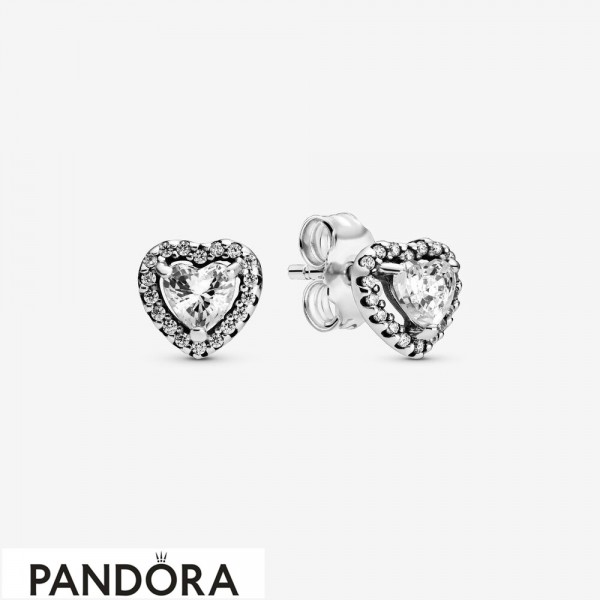 Women's Pandora Elevated Heart Stud Earrings Jewelry