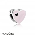 Women's Pandora Heart Silver Charm With Pink Enamel Jewelry