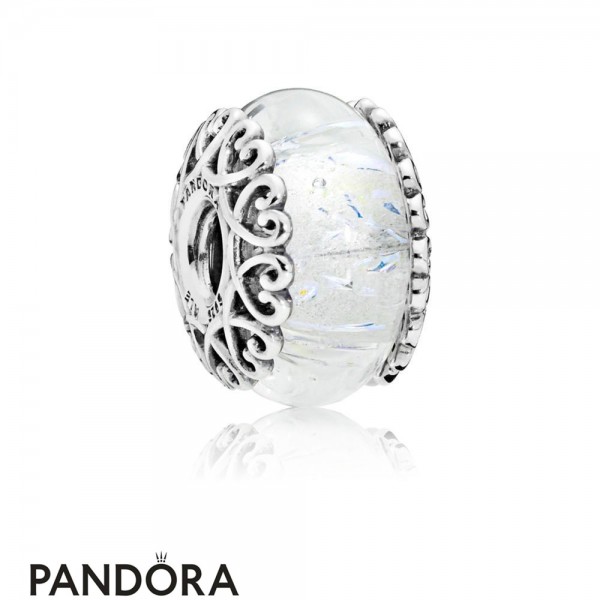 Women's Pandora Iridescent White Murano Glass Charm Jewelry