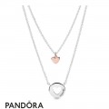 Women's Pandora Layered Heart Necklace Jewelry
