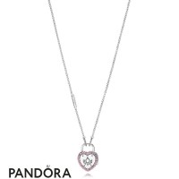 Women's Pandora Lock Your Promise Necklace Fancy Fuchsia Pink Cz Jewelry Women's Pandora Lock Your Promise Necklace Fancy Fuchsia Pink Cz Jewelry