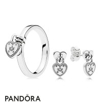 Women's Pandora Love Lock Ring And Earring Set Jewelry Women's Pandora Love Lock Ring And Earring Set Jewelry