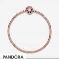 Pandora Moments Pink Fan Clasp Snake Chain Bracelet Jewelry