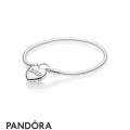 Women's Pandora Moments Smooth Bracelet With Loved Heart Padlock Clasp Jewelry