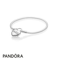 Women's Pandora Moments Smooth Bracelet With Loved Heart Padlock Clasp Jewelry Women's Pandora Moments Smooth Bracelet With Loved Heart Padlock Clasp Jewelry