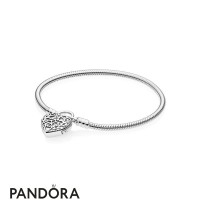 Women's Pandora Moments Smooth Bracelet With Regal Heart Padlock Clasp Jewelry Women's Pandora Moments Smooth Bracelet With Regal Heart Padlock Clasp Jewelry
