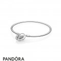 Women's Pandora Moments Sterling Silver Bangle With Tree Of Love Clasp Jewelry