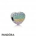 Women's Pandora Open My Heart Pave Clip Multi Color Cz Jewelry
