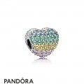 Women's Pandora Open My Heart Pave Clip Multi Color Cz Jewelry