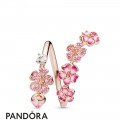 Women's Pandora Peach Blossom Flower Branch Ring Jewelry