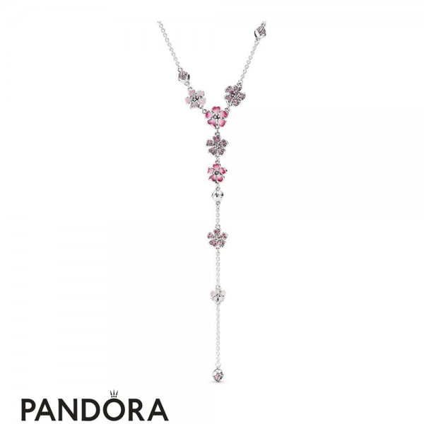 Women's Pandora Peach Blossom Flower Necklace Jewelry