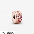 Women's Pandora Pink Fan Pattern Spacer Clip Charm Jewelry