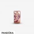 Women's Pandora Pink Fan Pattern Spacer Clip Charm Jewelry