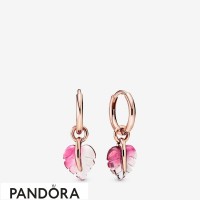 Women's Pandora Pink Murano Glass Leaf Hoop Earrings Jewelry Women's Pandora Pink Murano Glass Leaf Hoop Earrings Jewelry