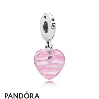 Women's Pandora Pink Ribbon Heart Dangle Charm Murano Glass Jewelry Women's Pandora Pink Ribbon Heart Dangle Charm Murano Glass Jewelry