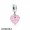 Women's Pandora Pink Ribbon Heart Dangle Charm Murano Glass Jewelry