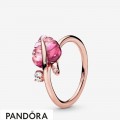 Pandora Rose Pink Murano Glass Leaf Ring Jewelry