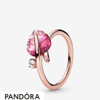 Pandora Rose Pink Murano Glass Leaf Ring Jewelry Pandora Rose Pink Murano Glass Leaf Ring Jewelry