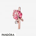 Pandora Rose Pink Murano Glass Leaf Ring Jewelry