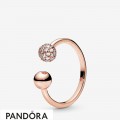 Pandora Rose Polished & Pave Bead Open Ring Jewelry