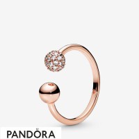 Pandora Rose Polished & Pave Bead Open Ring Jewelry Pandora Rose Polished & Pave Bead Open Ring Jewelry