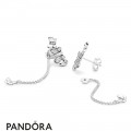 Women's Pandora Silver Bedazzling Butterflies Hanging Earrings Jewelry