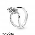 Women's Pandora Silver Bedazzling Butterflies Ring Jewelry