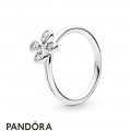 Women's Pandora Silver Four Petal Flower Ring Jewelry