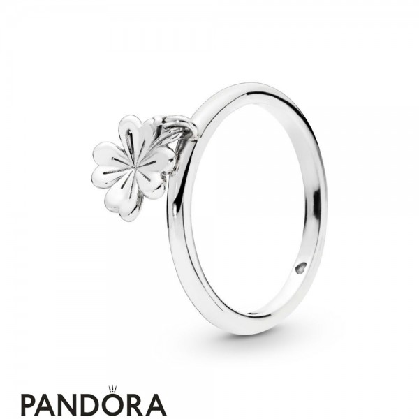 Women's Pandora Silver Hanging Clover Ring Jewelry
