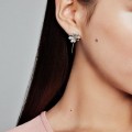 Women's Pandora Silver Lucky Four Leaf Clovers Hanging Earrings Jewelry