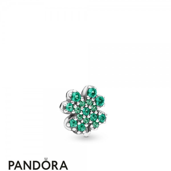Women's Pandora Silver Radiant Green Lucky Four Leaf Clover Petite Charm Jewelry