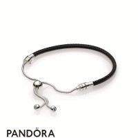 Women's Pandora Sliding Black Leather Bracelet Jewelry Women's Pandora Sliding Black Leather Bracelet Jewelry