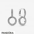 Women's Pandora Sparkling Double Hoop Earrings Jewelry