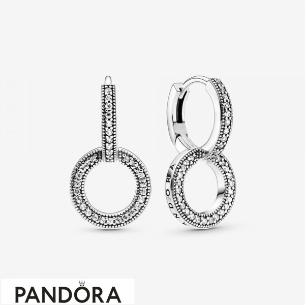 Women's Pandora Sparkling Double Hoop Earrings Jewelry