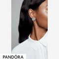 Women's Pandora Sparkling Pattern Heart Stud Earrings Jewelry