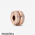 Women's Pandora Sparkling Pave Lines And Logo Clip Jewelry