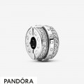 Women's Pandora Sparkling Pave Lines And Logo Cz Clip Jewelry