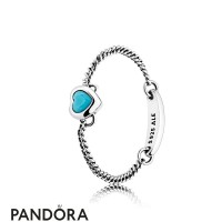 Women's Pandora Spirited Heart Ring Cyan Blue Crystal Jewelry Women's Pandora Spirited Heart Ring Cyan Blue Crystal Jewelry