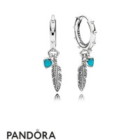 Women's Pandora Spiritual Feathers Dangle Earrings Turquoise Enamel Jewelry Women's Pandora Spiritual Feathers Dangle Earrings Turquoise Enamel Jewelry