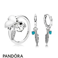 Women's Pandora Spritual Symbols Ring And Earring Set Jewelry Women's Pandora Spritual Symbols Ring And Earring Set Jewelry