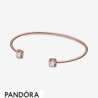 Women's Pandora Square Sparkle Open Bangle Jewelry Women's Pandora Square Sparkle Open Bangle Jewelry